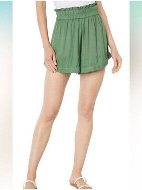 O'Neill Womens Green Lightweight Alden Solid Linen Stretch Shorts